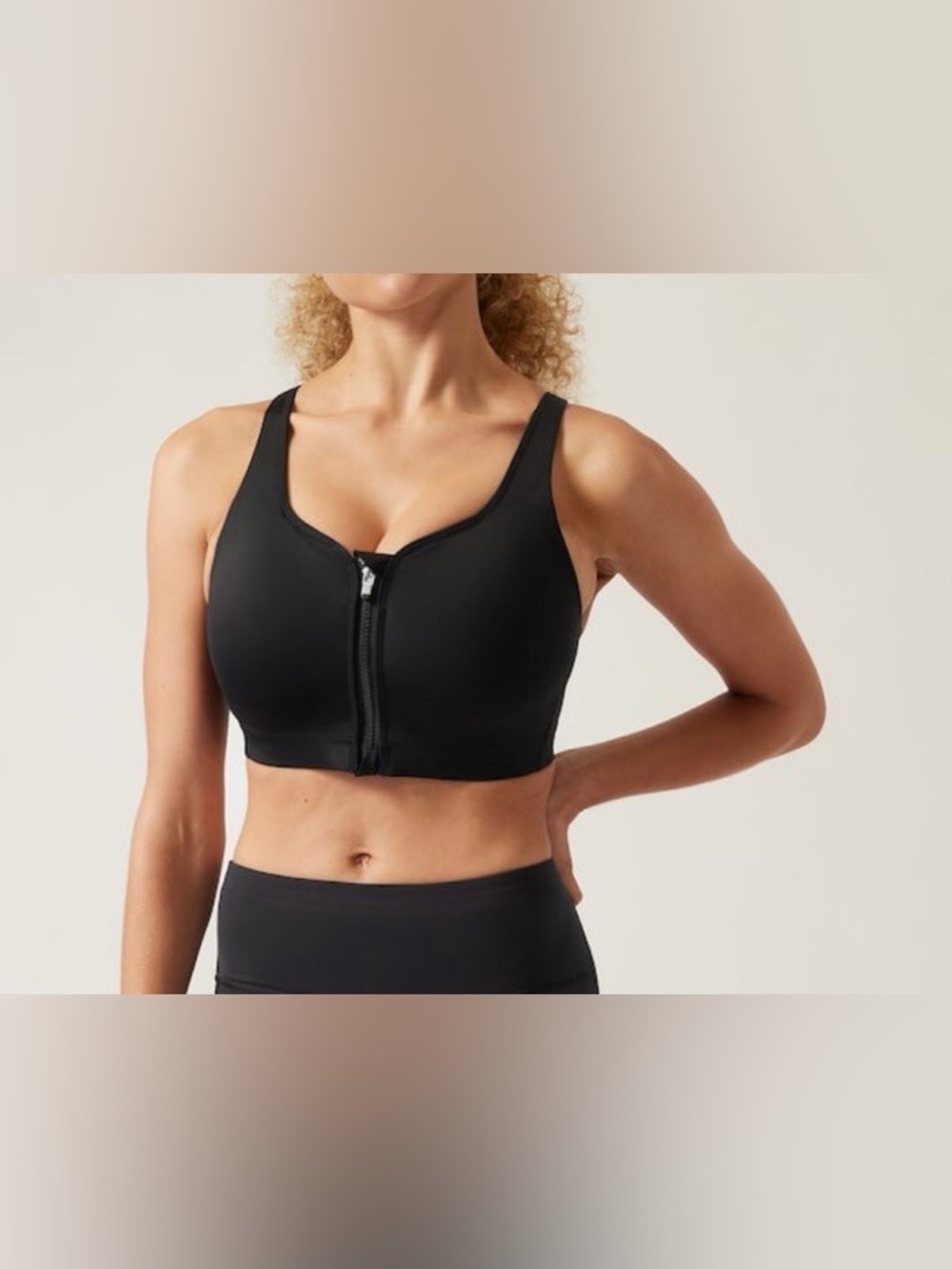 Athleta Black Front-Zip Sports Bra